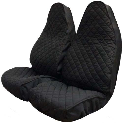 Front Pair - Semi Tailored Black Quilted Seat Covers - Example